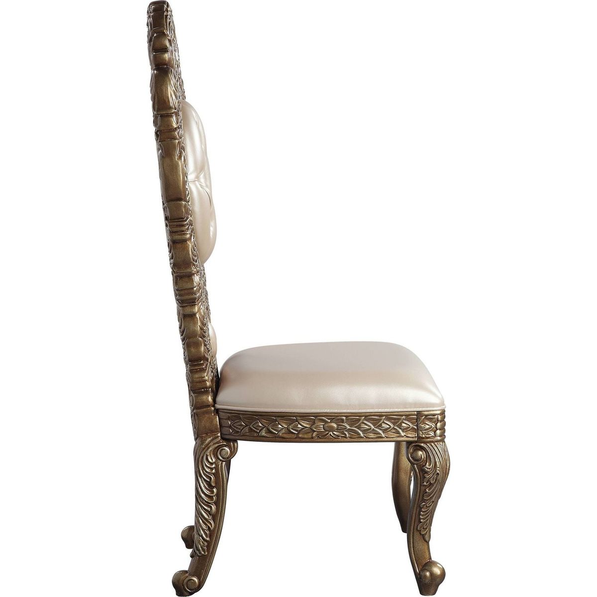 Constantine Side Chair (1Pc/1Ctn), PU, Brown & Gold Finish