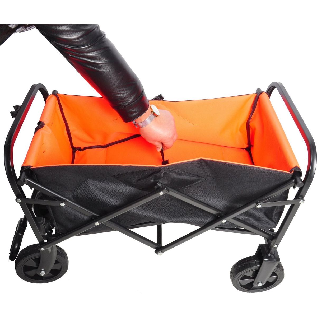 Folding Wagon Garden Shopping Beach Cart black+yellow