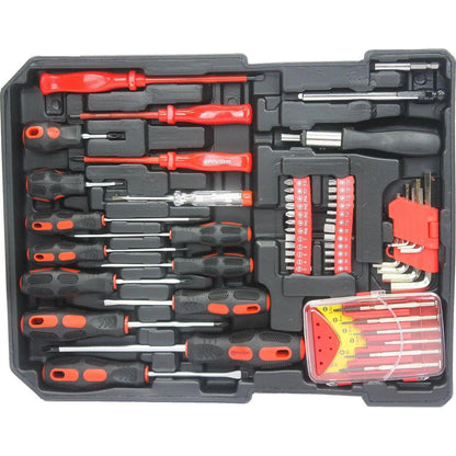 White Hand Tool Box with 4 layers of Toolset and wheels