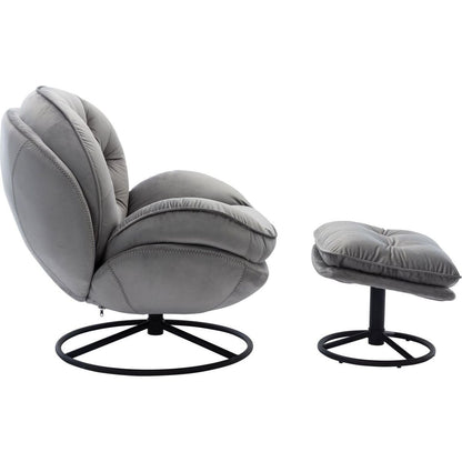 Accent chair TV Chair Living room Chair Grey with ottoman