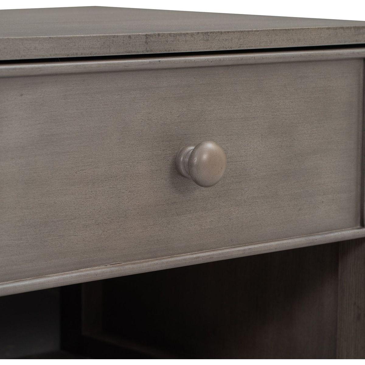 Wooden Nightstand with a Drawer and an Open Storage, End Table for Bedroom, Anitque Gray