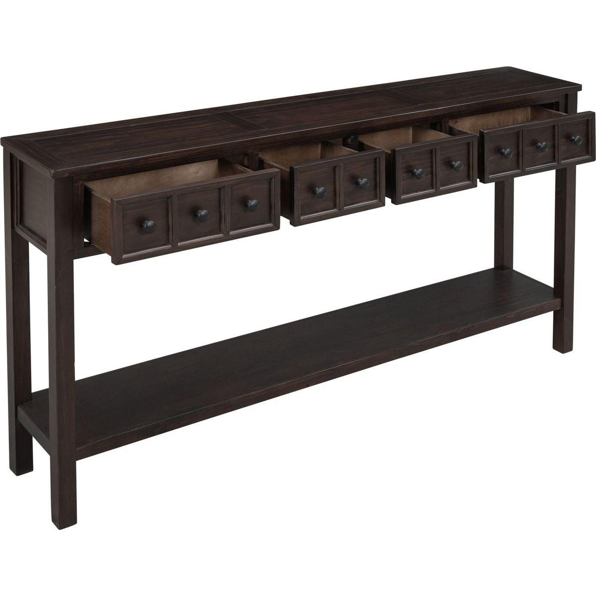 Rustic Entryway Console Table, 60" Long Sofa Table with two Different Size Drawers and Bottom Shelf for Storage (Espresso)
