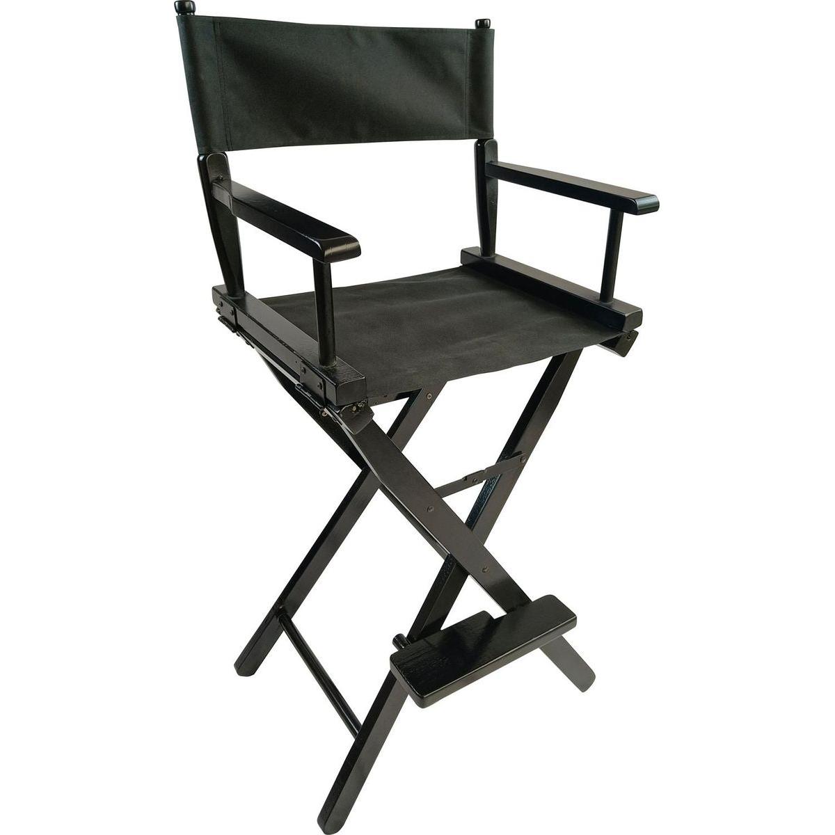 Casual Home Director's Chair, Black Frame/Black Canvas,Suitable for adults, foldable style, 2pcs/set populus