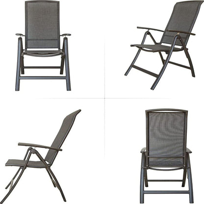 Folding Patio Chairs Set of 2, Aluminium Frame Reclining Sling Lawn Chairs with Adjustable High Backrest, Patio Dining Chairs for Outdoor, Camping, Porch, Balcony (Textilene Fabric, 2 Chairs)