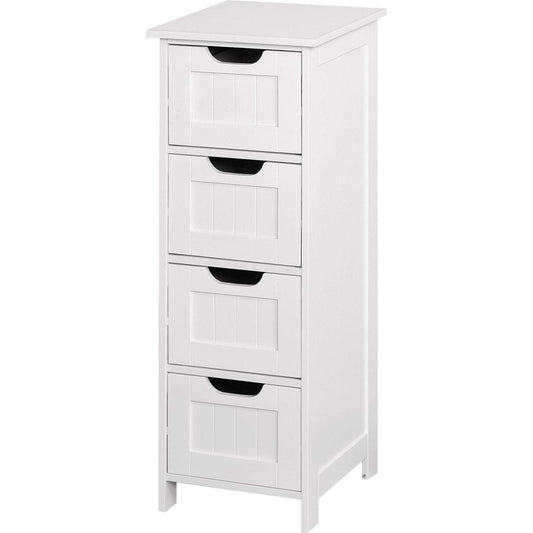 White Bathroom Storage Cabinet, Freestanding Cabinet with Drawers - Streamdale Furniture