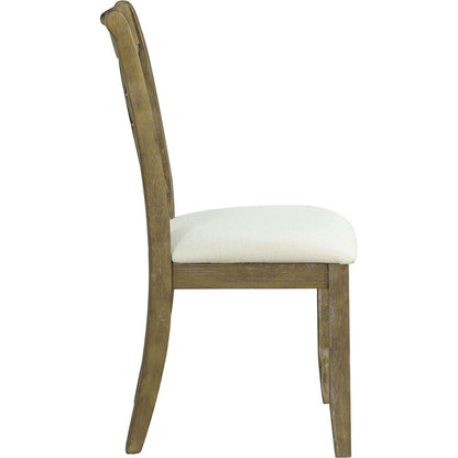 Karsen SIDE CHAIR (SET-2) Beige Linen & Rustic Oak Finish