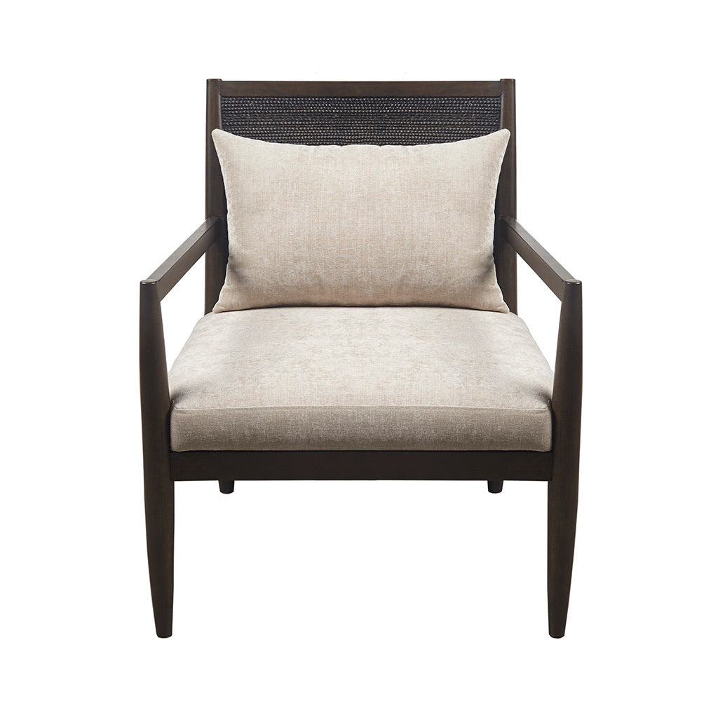 Lillie Handcrafted Seagrass Back Armchair with Removable Seat Cushion and Back Pillow