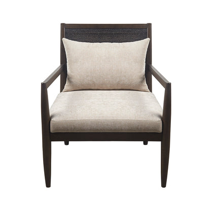 Lillie Handcrafted Seagrass Back Armchair with Removable Seat Cushion and Back Pillow