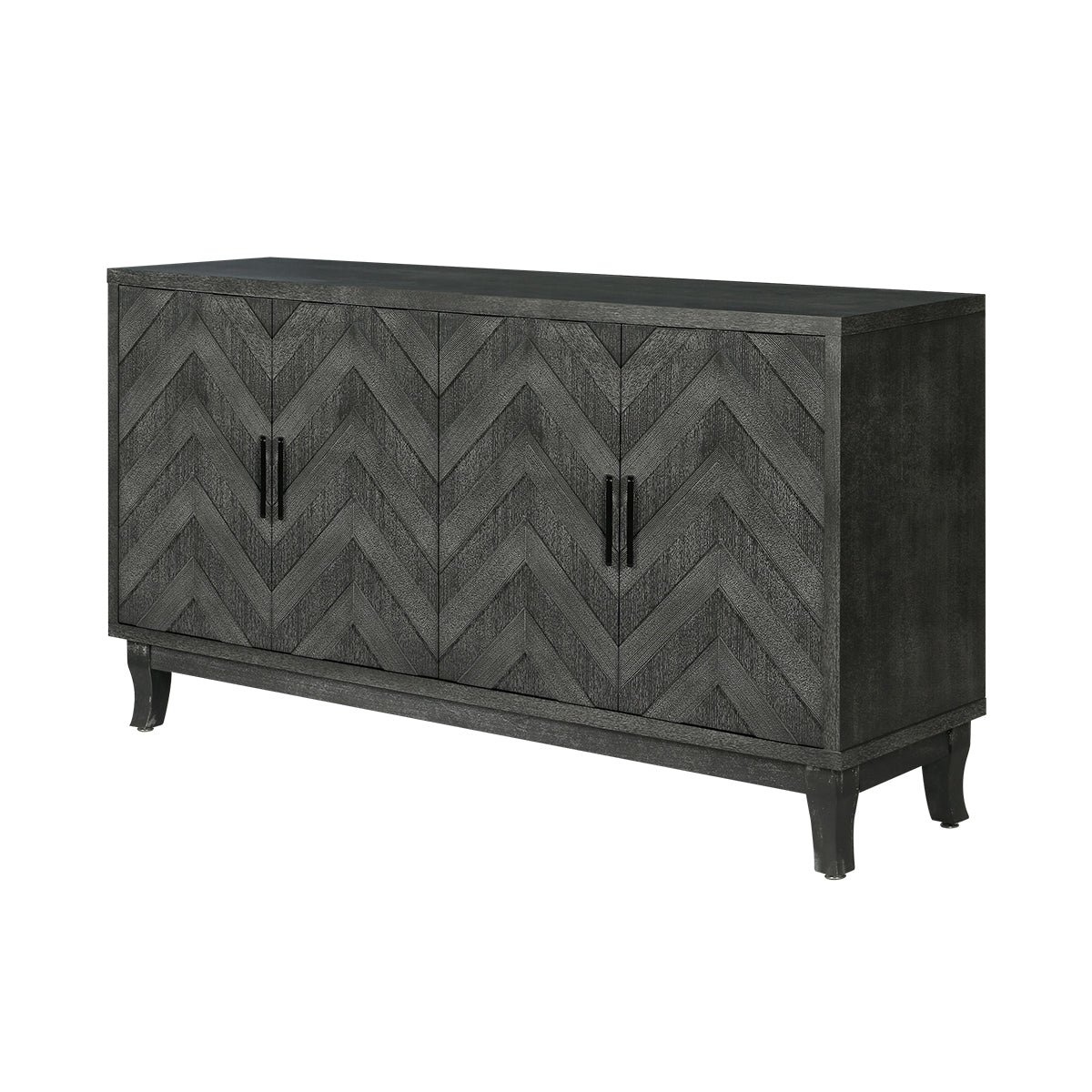 Stronger Vintage Style Buffet Cabinet, Lacquered Accent Storage 4 Door Wooden Cabinets, Thickened Sideboard Storage Cabinet for Entryway, Living Room, Taupe Grey - Streamdale Furniture