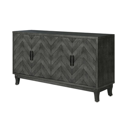 Stronger Vintage Style Buffet Cabinet, Lacquered Accent Storage 4 Door Wooden Cabinets, Thickened Sideboard Storage Cabinet for Entryway, Living Room, Taupe Grey - Streamdale Furniture