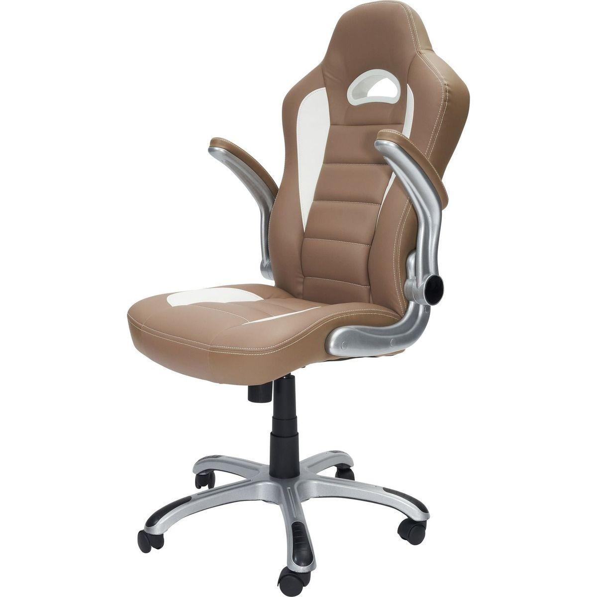 High Back Executive Sport Race Office Chair with Flip-Up Arms, Camel