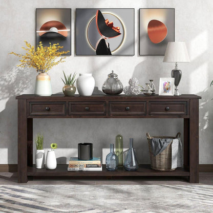 Console Table/Sofa Table with Storage Drawers and Bottom Shelf for Entryway Hallway (Espresso) - Streamdale Furniture