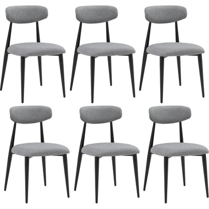 (Set of 6) Dining Chairs, Upholstered Chairs with Metal Legs for Kitchen Dining Room, Grey