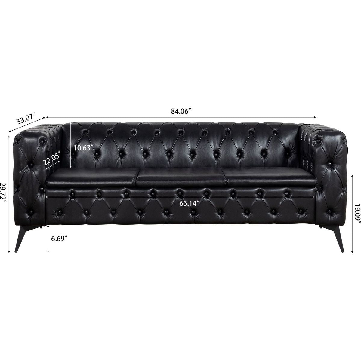 84.06 Inch Width Traditional Square Arm removable cushion 3 seater Sofa