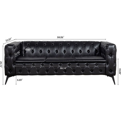 84.06 Inch Width Traditional Square Arm removable cushion 3 seater Sofa