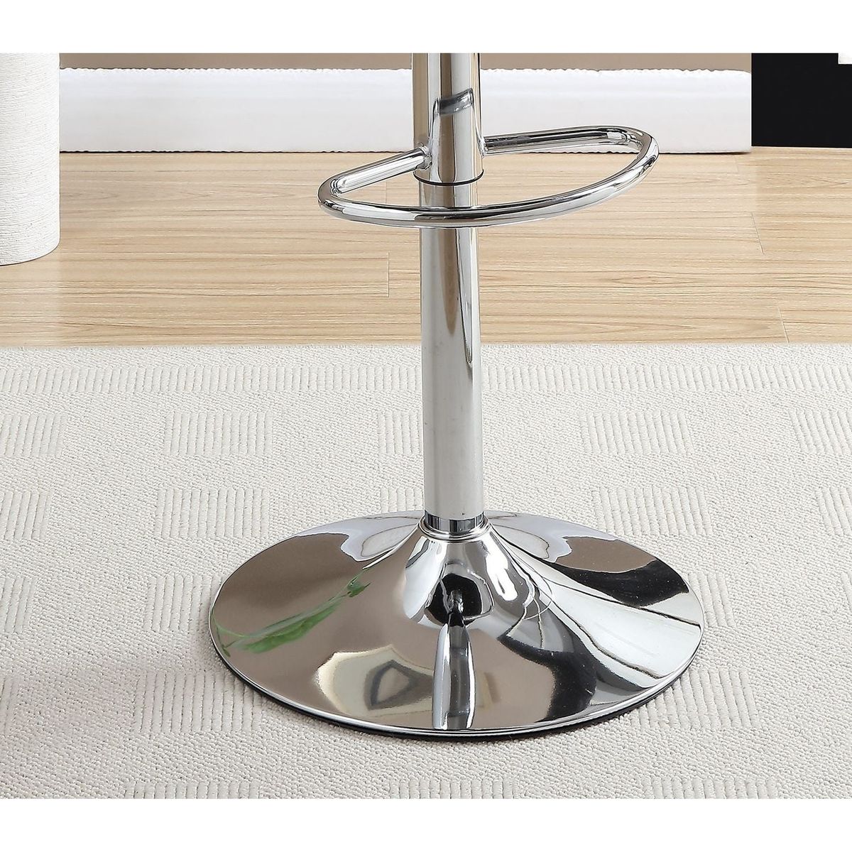 Silver / Grey Faux Leather PVC Stool Counter Height Chairs Set of 2 Adjustable Height Kitchen Island Stools Chrome Base.