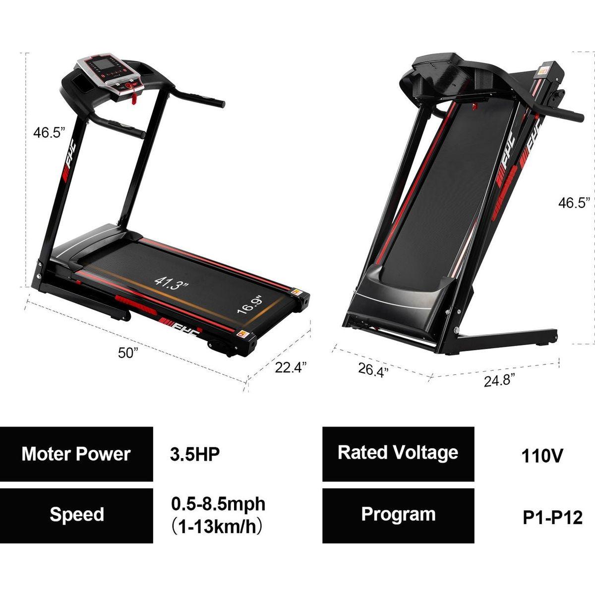 Folding Treadmills for Home - 3.5HP Portable Foldable with Incline, Electric Treadmill for Running Walking Jogging Exercise with 12 Preset Programs, Indoor Workout Training Space Save Apartment,APP