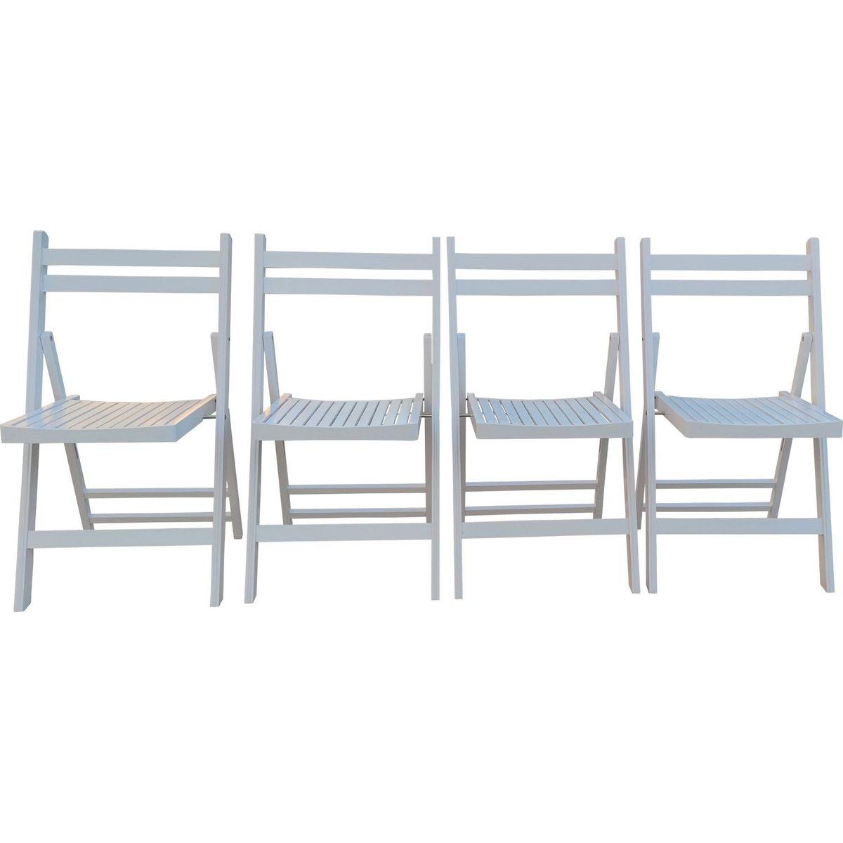 Furniture Slatted Wood Folding Special Event Chair - White, Set of 4, FOLDING CHAIR, FOLDABLE STYLE - Streamdale Furniture