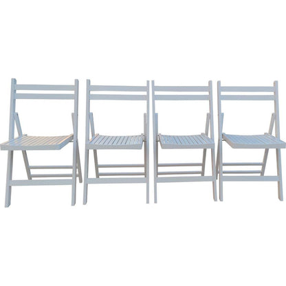 Furniture Slatted Wood Folding Special Event Chair - White, Set of 4, FOLDING CHAIR, FOLDABLE STYLE - Streamdale Furniture