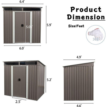 6ft x 5ft Outdoor Metal Storage Transparent plate