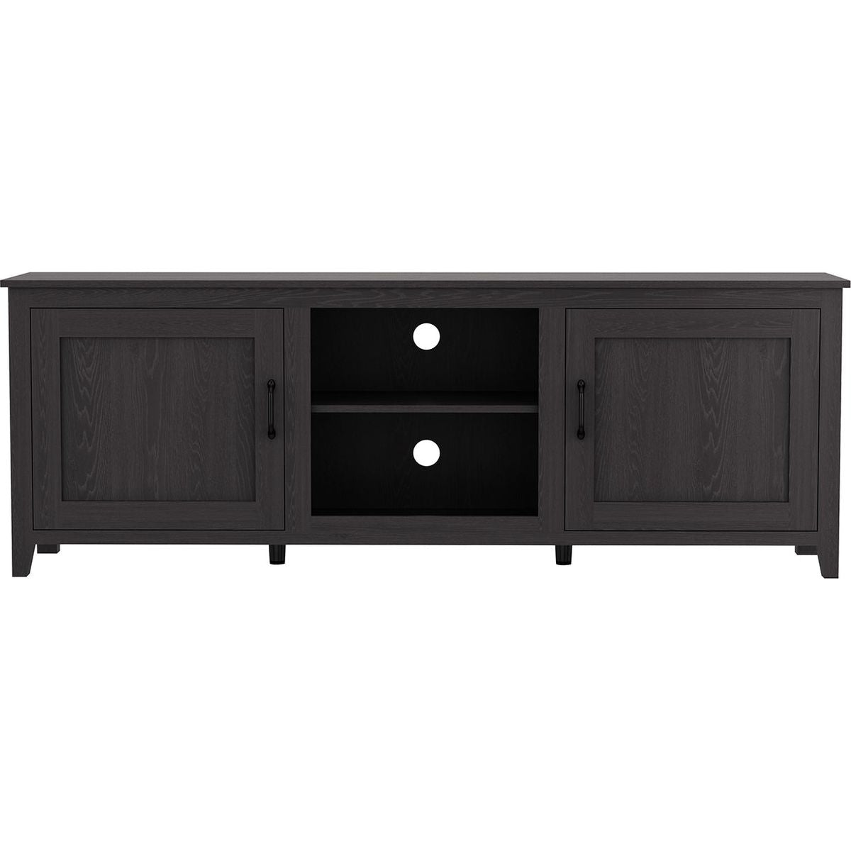 TV Stand Storage Media Console Entertainment Center, Tradition Black, with doors