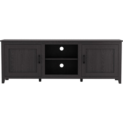 TV Stand Storage Media Console Entertainment Center, Tradition Black, with doors