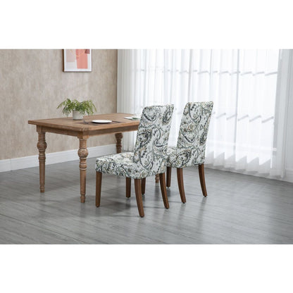 Cover Removable Interchangeable and Washable Taupe Cashew Fabric Upholstered Parsons Chair with Solid Wood Legs 2 PCS