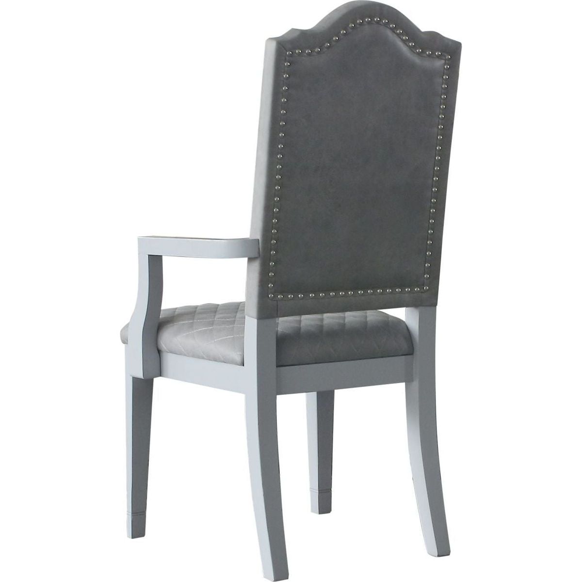 House Marchese Arm Chair, Two Tone Gray Fabric & Pearl Gray Finish