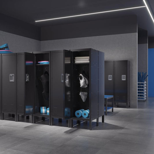 1 Door Tall Single Metal Locker-Retro Style Storage Cabinet--Industrial Furniture--For Living Room/Bedroom/Storage Room/Gym/School--Black