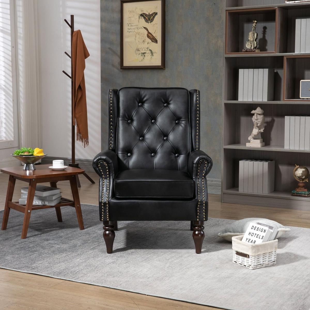 Wood Frame Armchair, Modern Accent Chair Lounge Chair for Living Room