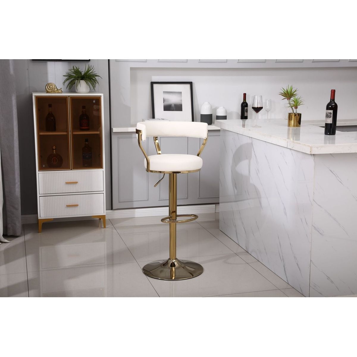 Bar Stools with Back and Footrest Counter Height Dining Chairs (1PCS/CTN)