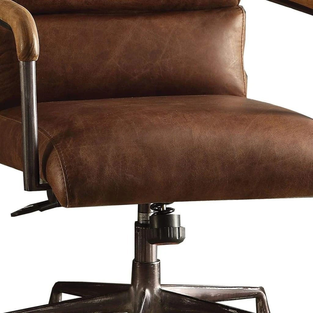 Harith Office Chair in Retro Brown Top Grain Leather