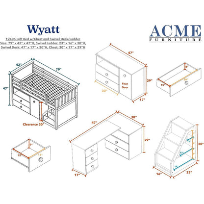 Wyatt Loft Bed & Storage in White