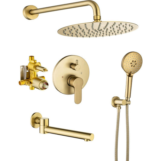 Tub Shower Faucets Sets Complete Bathtub Faucet Set Brushed Nickel Bathtub Shower System with Tub Spout, Bathroom Tub and Shower Faucet Combo Trim Kit with Rough-in Valve