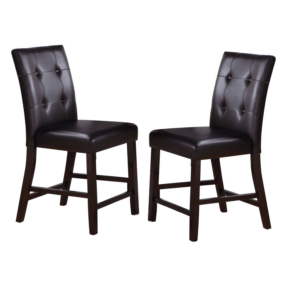 Leroux Upholstered Counter Height Chairs in Espresso Finish, Set of 2