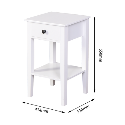 White Bathroom Floor-standing Storage Table with a Drawer