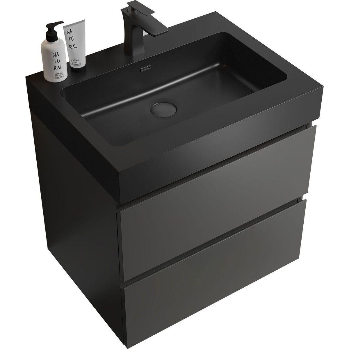 Alice 24" Gray Bathroom Vanity with Sink, Large Storage Wall Mounted Floating Bathroom Vanity for Modern Bathroom, One-Piece Black Sink Basin without Drain and Faucet