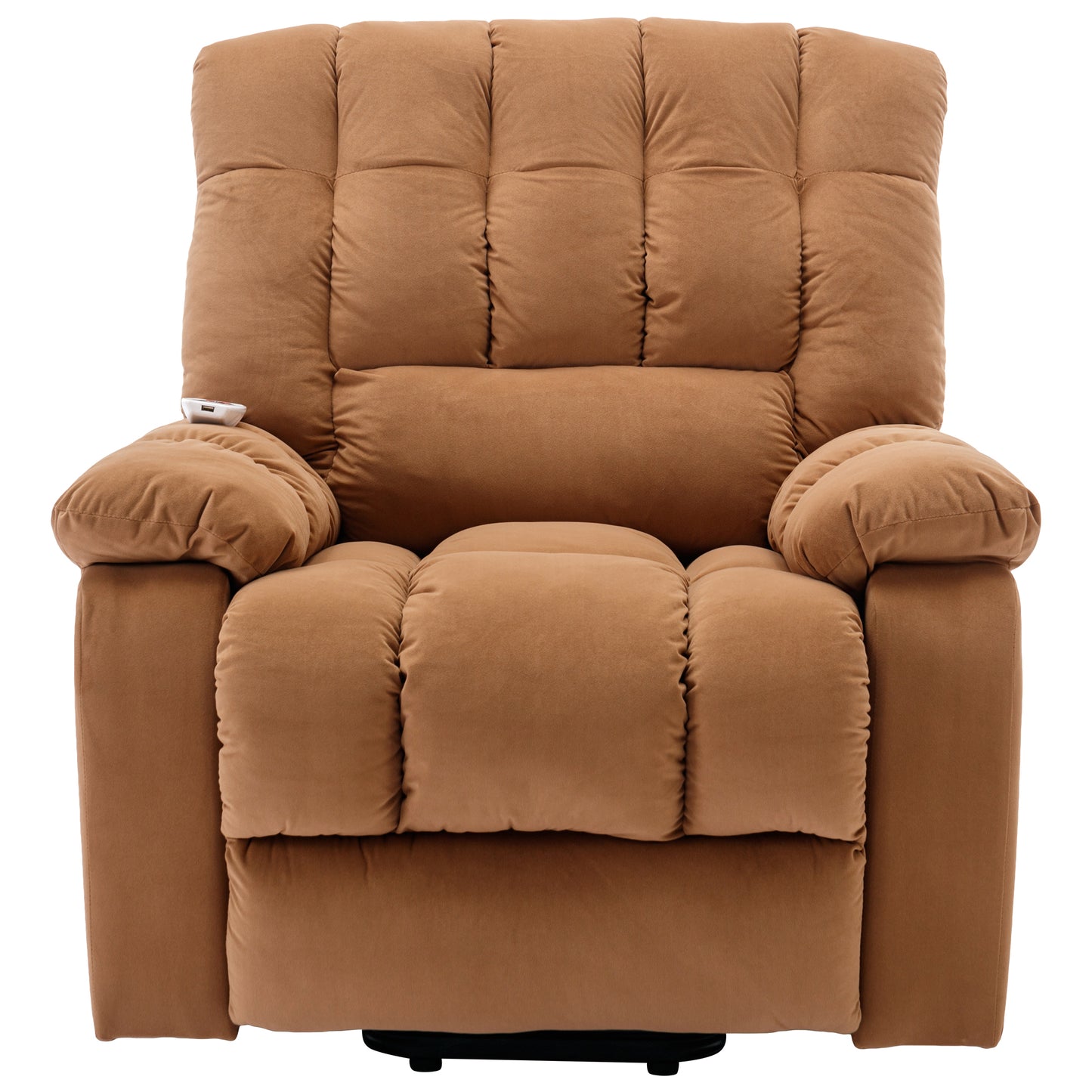 Massage Recliner Chair Electric Power Lift Recliner Chairs with Heat, Vibration, Side Pocket for Living Room, Bedroom, Light Brown