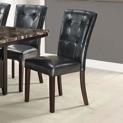 Leather Upholstered Dining Chair, Black (Set of 2)