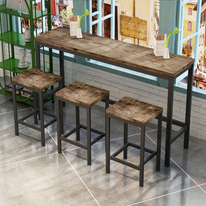 Modern Design Kitchen Dining Table, Pub Table, Long Dining Table Set with 3 Stools, Easy Assembly, Natural