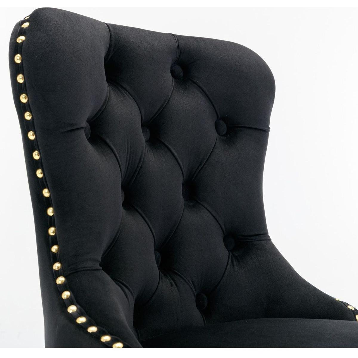 Thick Golden Swivel Velvet Barstools Adjusatble Seat Height from 27-35 Inch, Modern Upholstered Bar Stools with Backs Comfortable Tufted for Home Pub and Kitchen Island (Black, Set of 2)