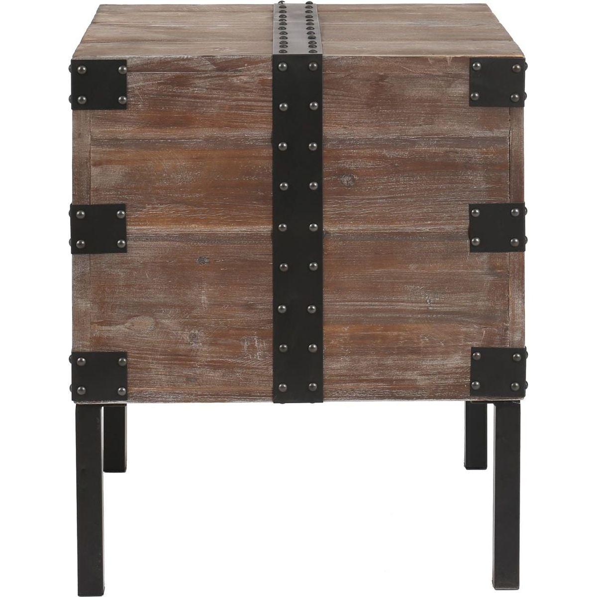 Antique Reclaimed Wood Gray Trunk Table And Side Table S/3 with Large Storage Dress Up Your Liviing Room