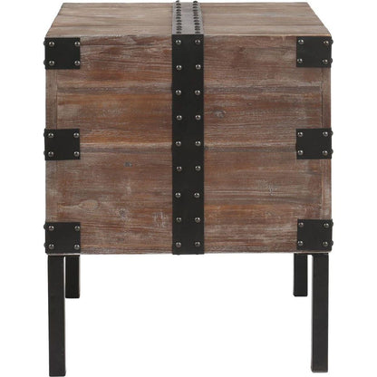 Antique Reclaimed Wood Gray Trunk Table And Side Table S/3 with Large Storage Dress Up Your Liviing Room