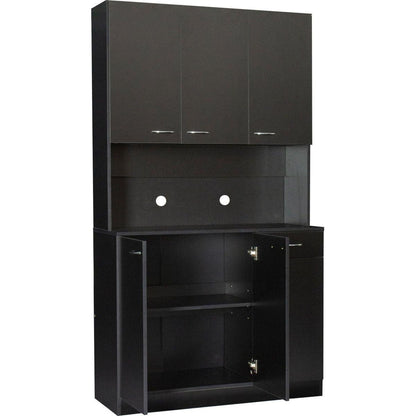 70.87" Tall Wardrobe& Kitchen Cabinet, with 6-Doors, 1-Open Shelves and 1-Drawer for bedroom, Black