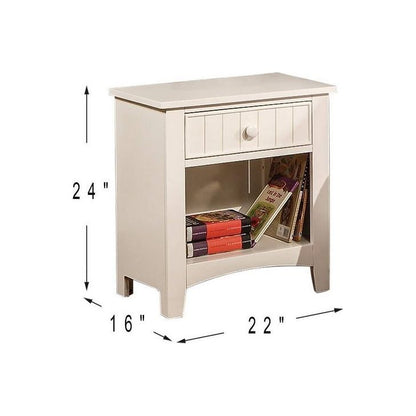 White Nightstand Shelf Storage Drawers Pine Veneer MDF Wooden 1pc Modern Nightstand