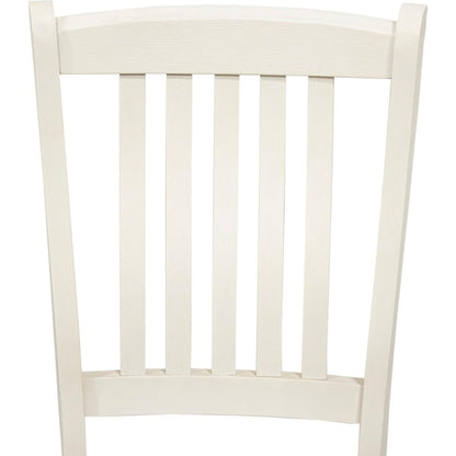 White Classic 2pcs Dining Chairs Set Rubberwood Beige Fabric Cushion Seats Slats Backs Dining Room Furniture Side Chair