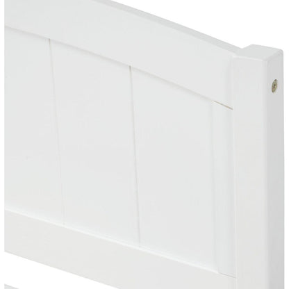Twin size Platform Bed with Trundle, White - Streamdale Furniture