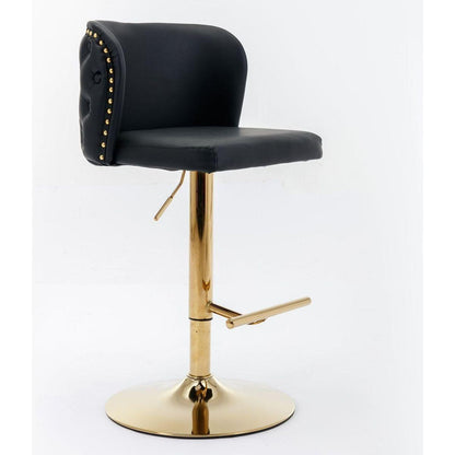 Swivel Barstools Adjusatble Seat Height, Modern PU Upholstered Bar Stools with the whole Back Tufted, for Home Pub and Kitchen Islandlack, Set of 2)