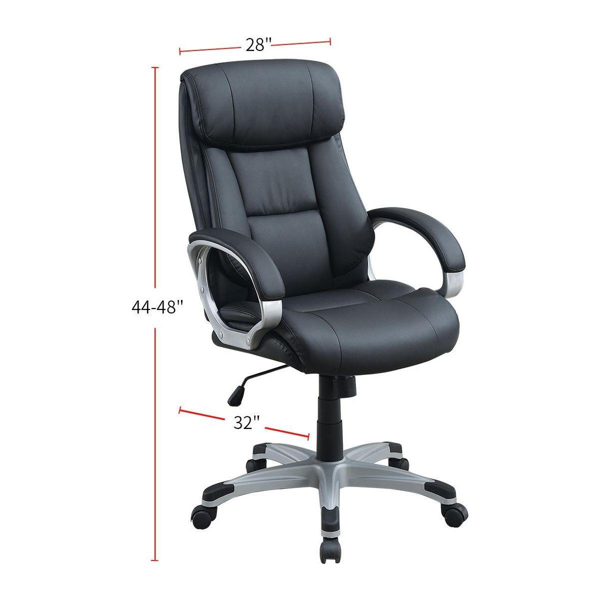 Adjustable Height Office Chair with Padded Armrests, Black