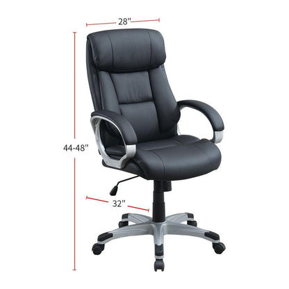 Adjustable Height Office Chair with Padded Armrests, Black